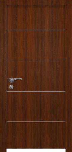 דלת פנים מדגם רביעייה בצבע אגוז