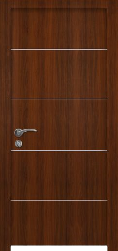 דלת פנים מדגם רביעייה בצבע אגוז